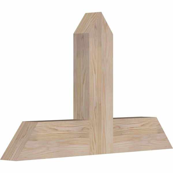 Portland Smooth Timber Gable Bracket, Douglas Fir, 36W X 23H X 3 1/2D X 5 1/2F, 15/12 Pitch